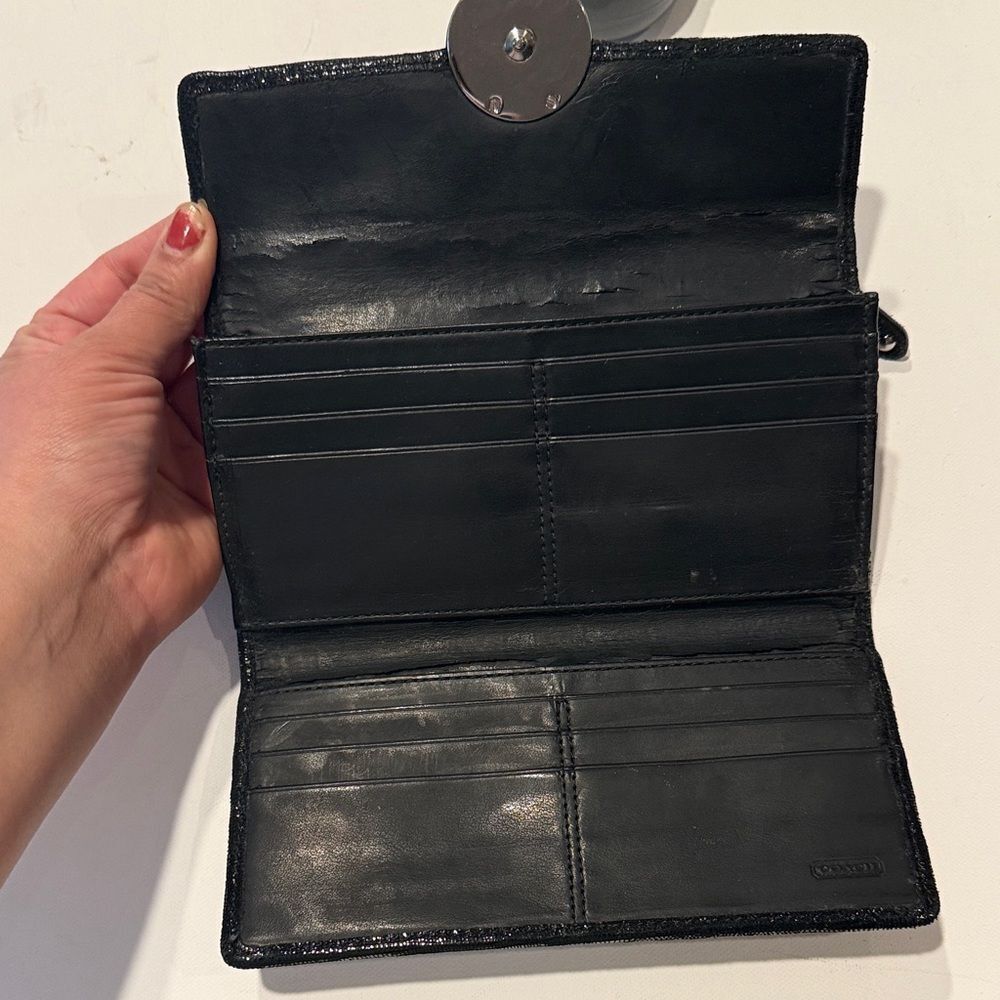 Coach Signature Black and Gray Wallet - Picture 3 of 5